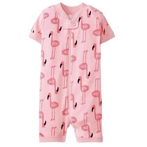 Hanna Andersson Organic Flamingo Shortie Zip Sleeper Pajamas